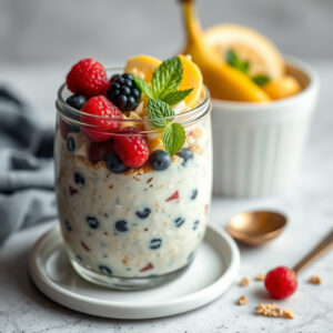 Overnight Oats com Caseína Tropical